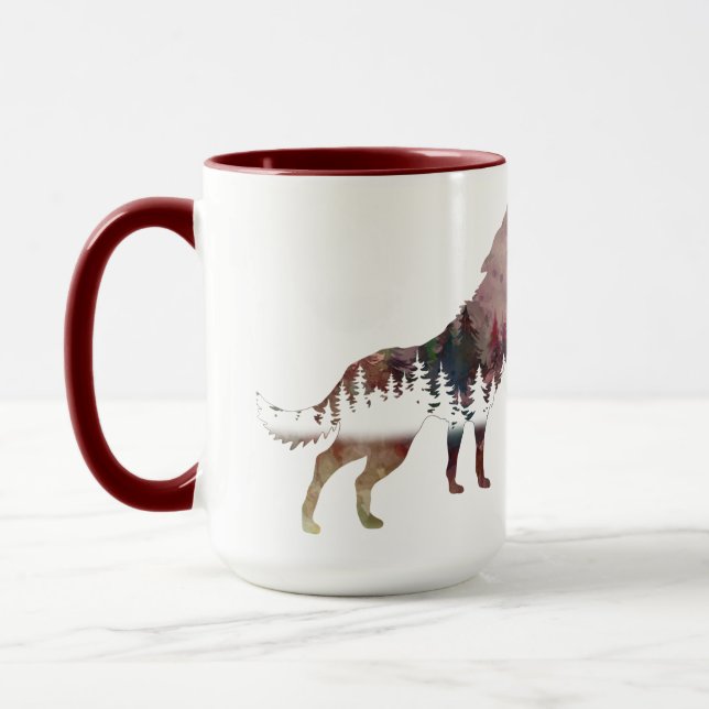 Howling Wolf Watercolor Wildlife Mug (Left)