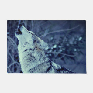 Howling Wolf Winter Forest Doormat