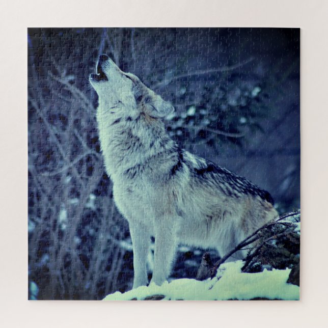 Howling Wolf Winter Forest Jigsaw Puzzle (Vertical)