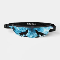 Howling Wolf Winter snowy blue black Custom name 