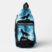 Howling Wolf Winter snowy blue black Custom name