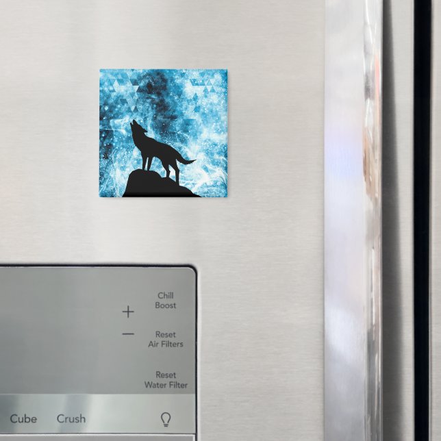 Howling Wolf Winter snowy blue smoke Abstract Magnet (In Situ (Fridge))