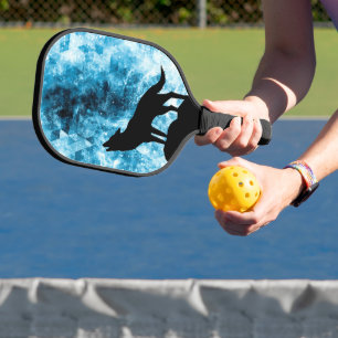 Howling Wolf Winter snowy blue smoke Abstract Pickleball Paddle
