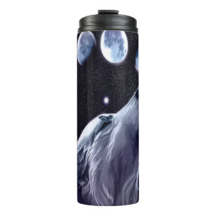 Howling Wolf with Phases of the Moon Thermal Tumbler