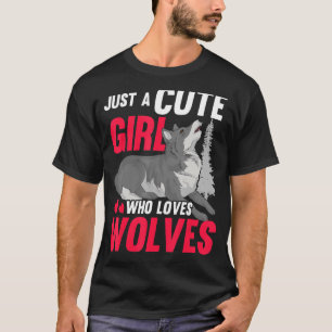Howling Wolf Women Just A Cute Girl Who Loves Wol T-Shirt
