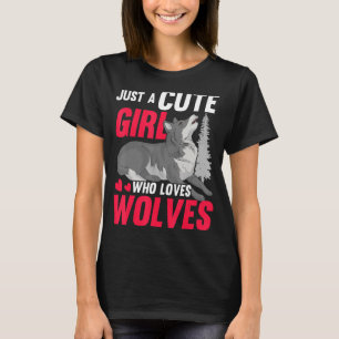 Howling Wolf Women Just A Cute Girl Who Loves Wol T-Shirt