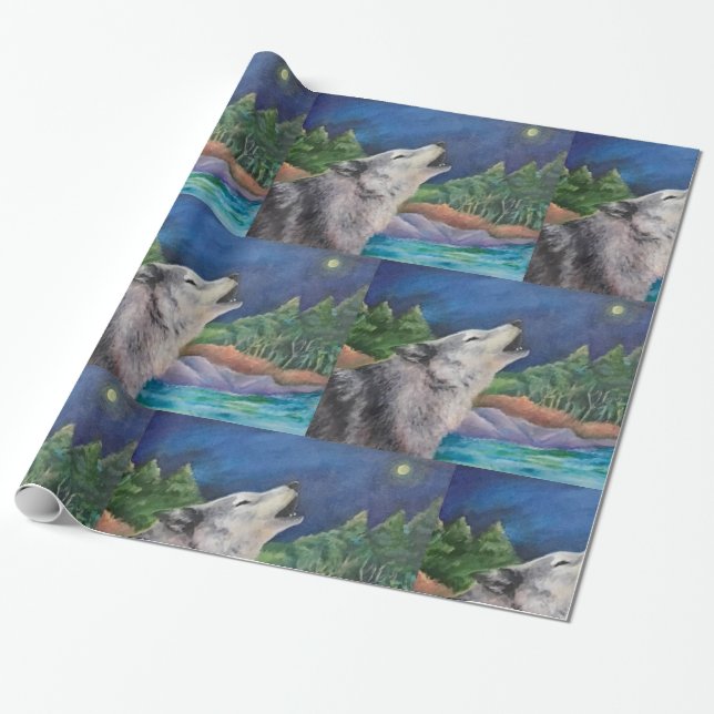 Howling Wolf wrapping paper (Unrolled)