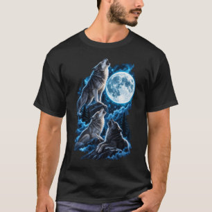 Howling Wolves Full Moon Wall Art – Wolf Pack Wild T-Shirt
