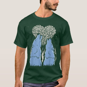 Howling Wolves HeartNight SkyCouples Love  T-Shirt