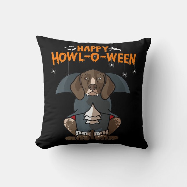 Howloween German Shorthaired Pointer Dog Halloween Cushion (Front)