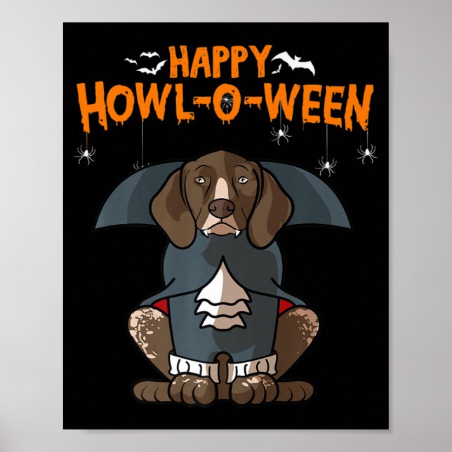 Howloween German Shorthaired Pointer Dog Halloween Poster (Front)
