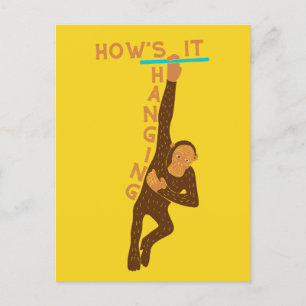 How's It Hanging Cute Monkey Graphic Postcard