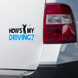 How's My Driving | Funny Golf Car Sticker<br><div class="desc">Our How’s my driving car sticker features a golf player teeing off in style. A funny golf pun that makes an ideal gift for the sports fan in your life.</div>