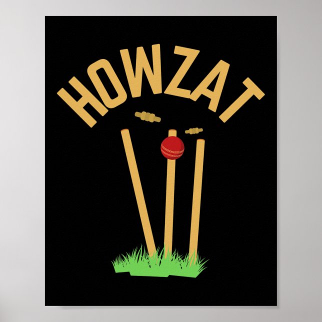 Howzat Cricket Fan Wicked Bowled Gift Tsman Bowler Poster (Front)