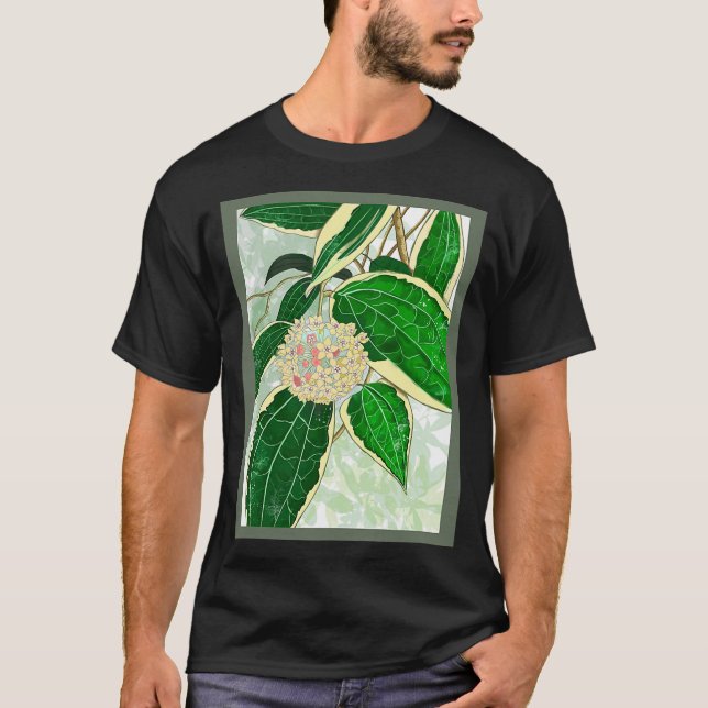 Hoya macrophylla _Variegata_ House Plant Art T-Shi T-Shirt (Front)