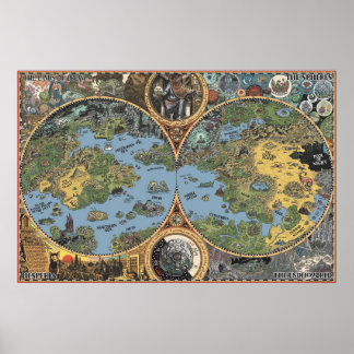 HP Lovecraft Dreamland Map Poster
