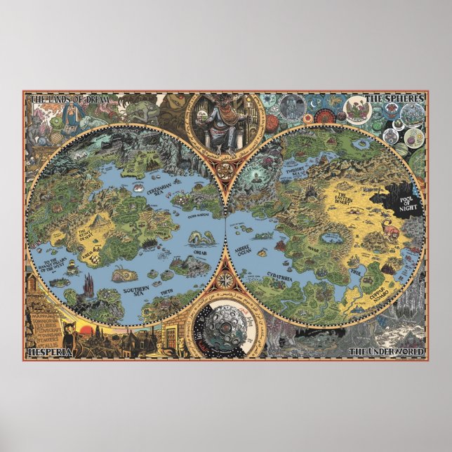 HP Lovecraft Dreamland Map Poster (Front)