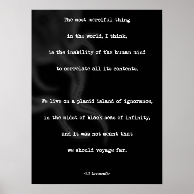 HP Lovecraft Minimalist Quote Poster (Front)