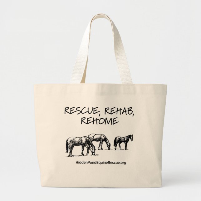 HPF Rescue, Rehab, Rehome Jumbo Tote Bag (Front)