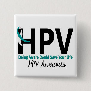 HPV Awareness 3 15 Cm Square Badge