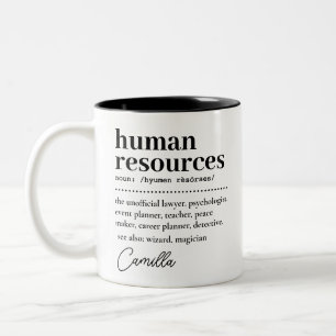 HR Appreciation Gift, Human Resources Definition Two-Tone Coffee Mug