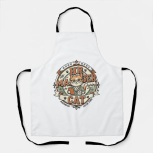 HR Manager Cat HR Manager Cat Vintage Vector Art S Apron