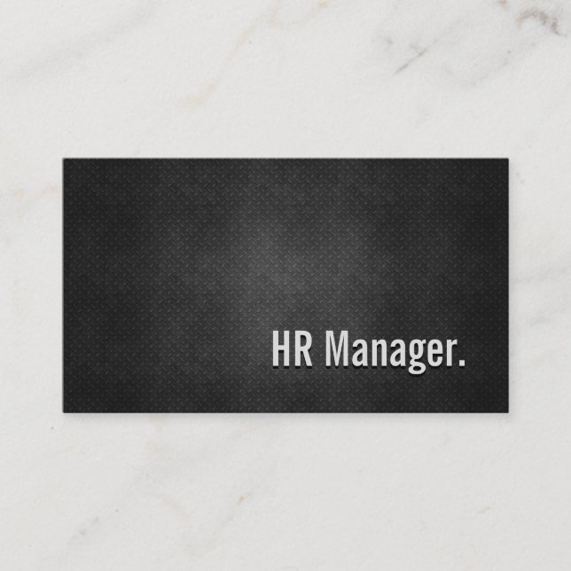 HR Manager Cool Black Metal Simplicity Business Card (Front)