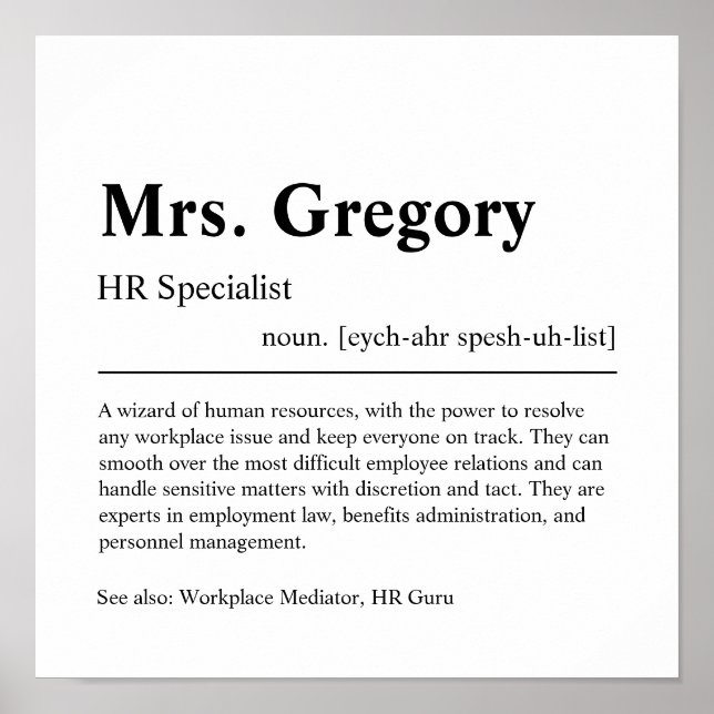 HR Specialist Personalized Gift Poster (Front)
