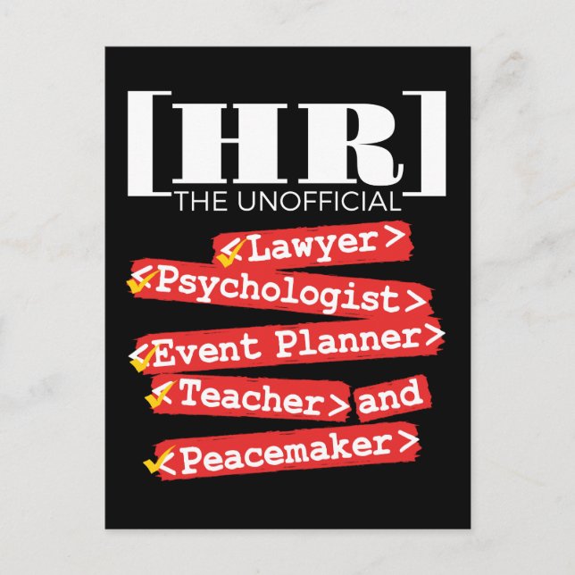 HR Unofficial Funny Human Resources Staff Postcard (Front)