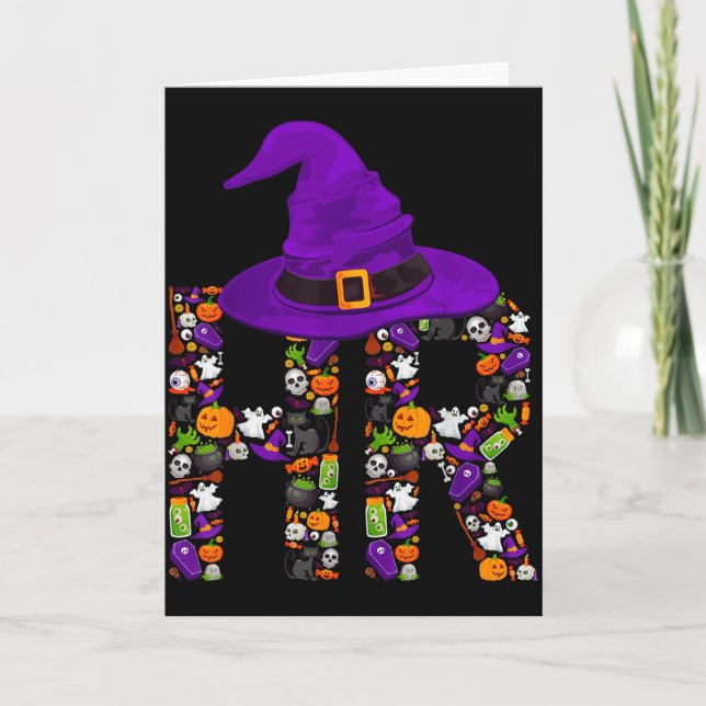 Hr Witch Human Resources Pumpkin Halloween Costume Card (Front)