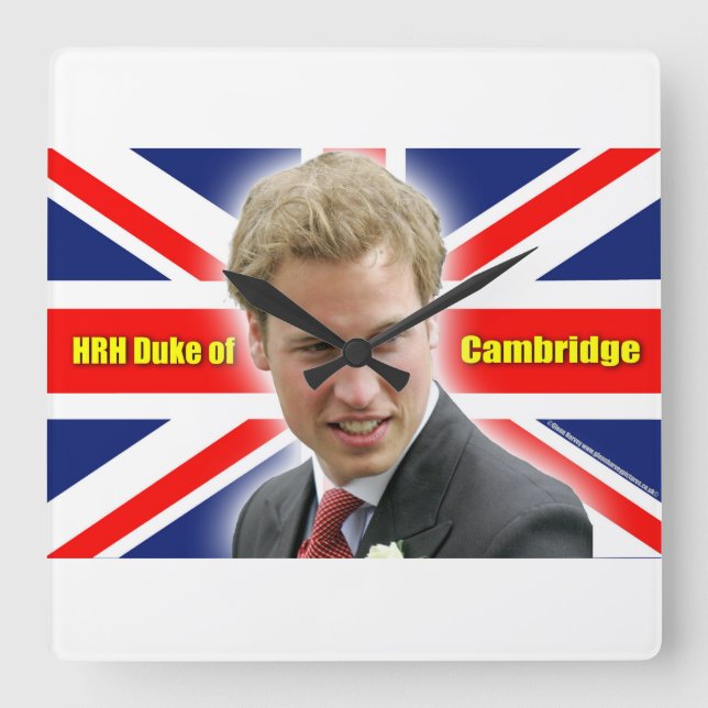 HRH Duke of Cambridge - Stunning! Square Wall Clock (Front)