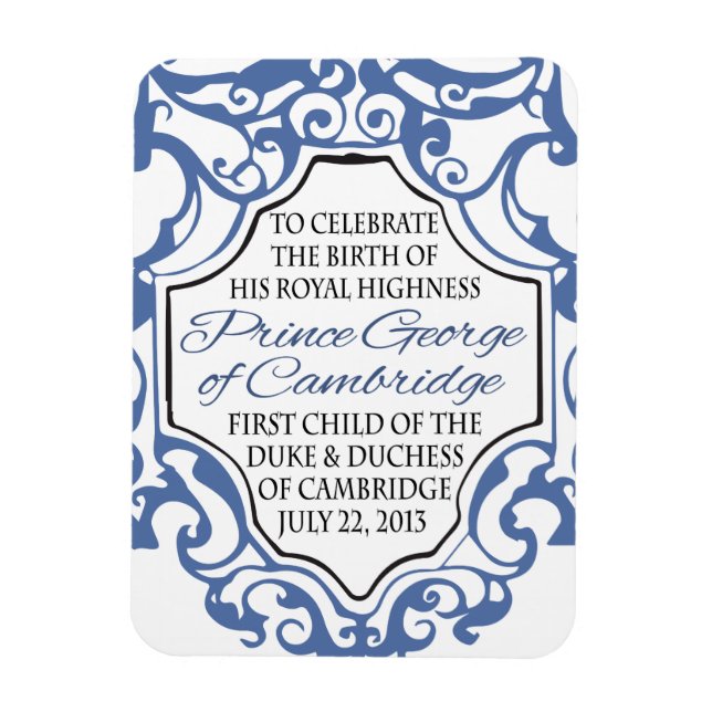 HRH Prince George Blue/White Scroll Magnet (Vertical)