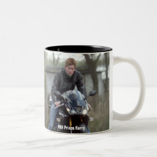 HRH Prince Harry motorbike Two-Tone Coffee Mug