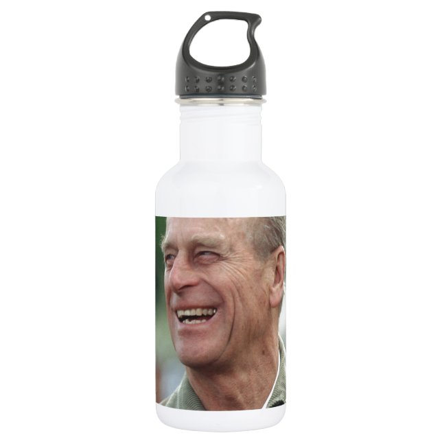 HRH Prince Philip laughing 532 Ml Water Bottle (Front)