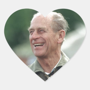 HRH Prince Philip laughing Heart Sticker