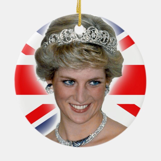 HRH Princess Diana Union Jack Ceramic Tree Decoration (Back)