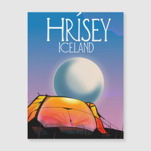 Hrísey Iceland Vintage camping poster