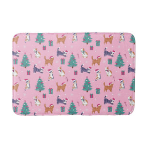 hristmas Cats and Trees Holiday Pattern Bath Mat