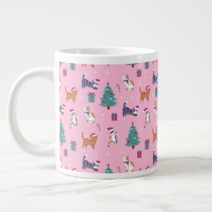 hristmas Cats and Trees Holiday Pattern Large Coffee Mug