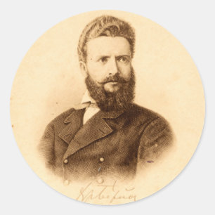 Hristo Botev Vintage Portrait Bulgarian Patriot Classic Round Sticker