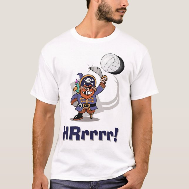 HRrrrr! Volleyball Graphic Tee w Pirate and Ball (Front)