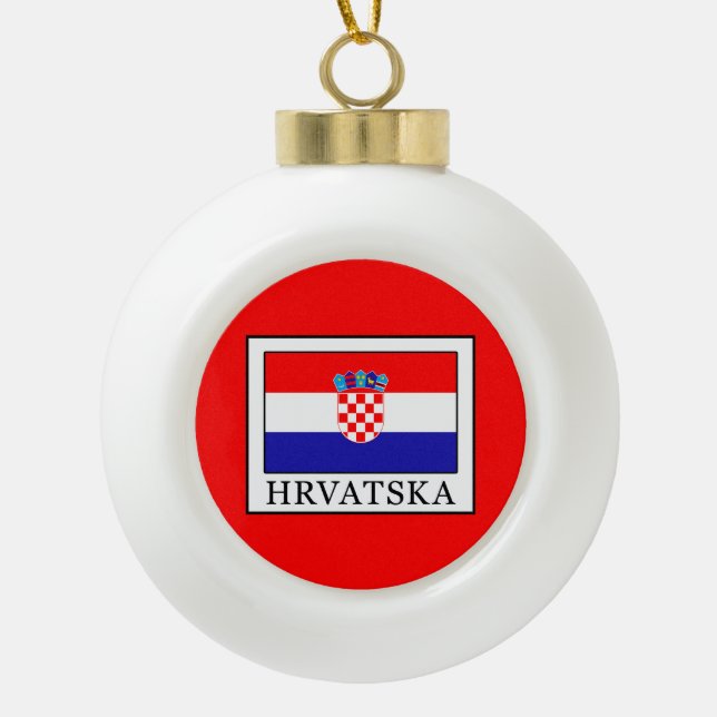Hrvatska Ceramic Ball Christmas Ornament (Front)