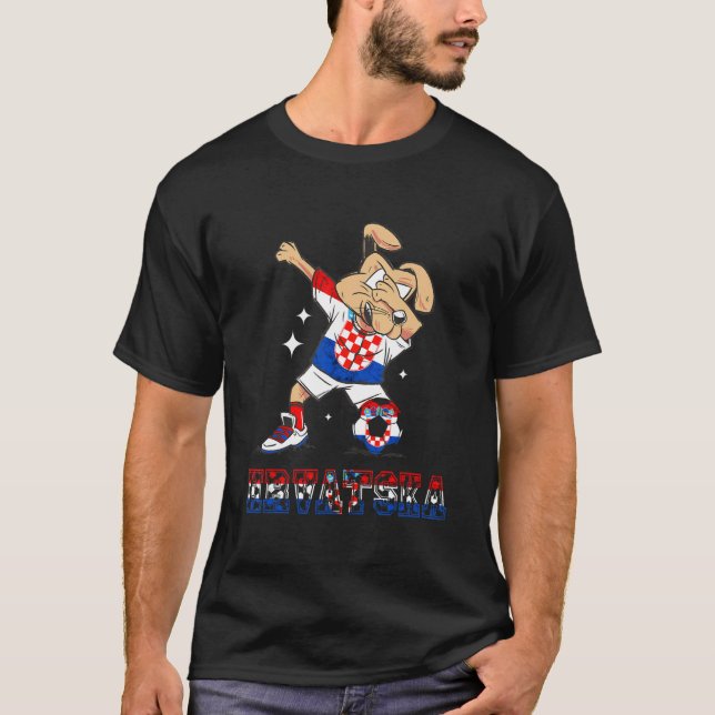 Hrvatska Dog Croatian Soccer Team Croatian Flag Cr T-Shirt (Front)