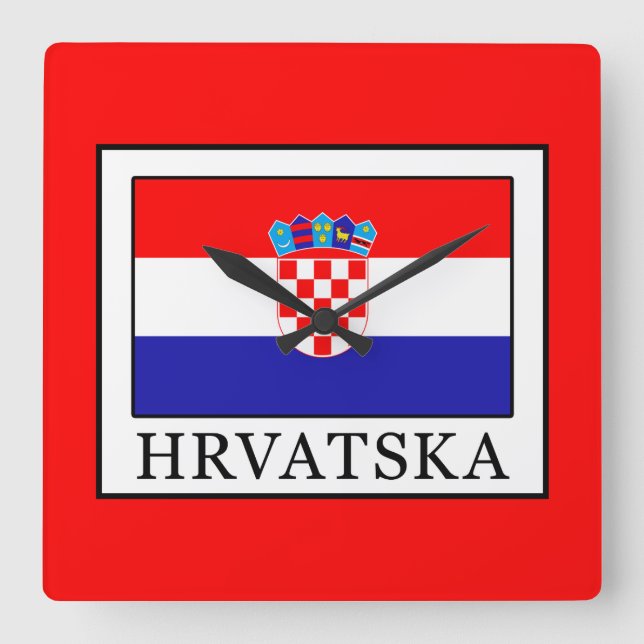 Hrvatska Square Wall Clock (Front)