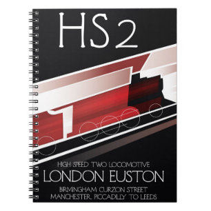 HS2 vintage train poster, Notebook