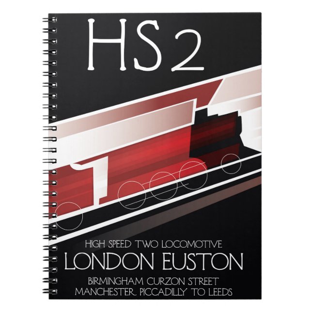 HS2 vintage train poster, Notebook (Front)