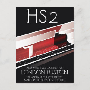 HS2 vintage train poster, Postcard