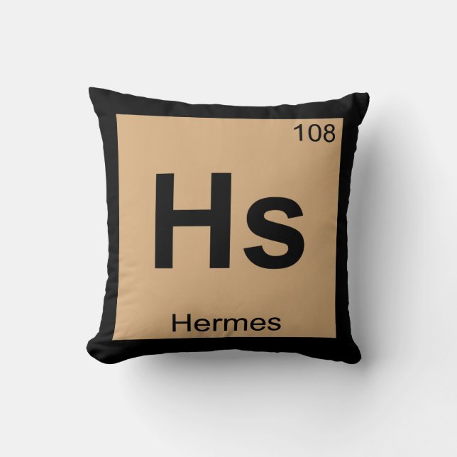 Hs - Hermes God Chemistry Periodic Table Symbol Cushion (Front)
