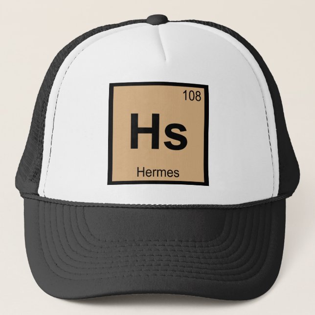 Hs - Hermes God Chemistry Periodic Table Symbol Trucker Hat (Front)