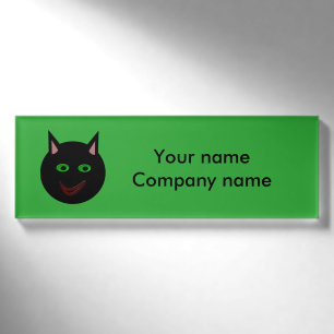 Hslloween Black Cat Personalised Name Tag